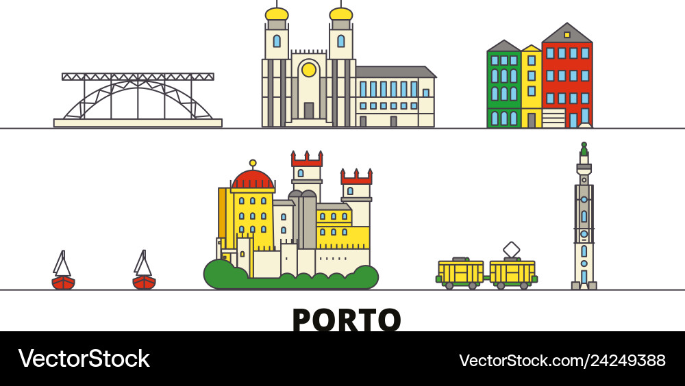Portugal porto flat landmarks Portugal porto flat landmarks vector image