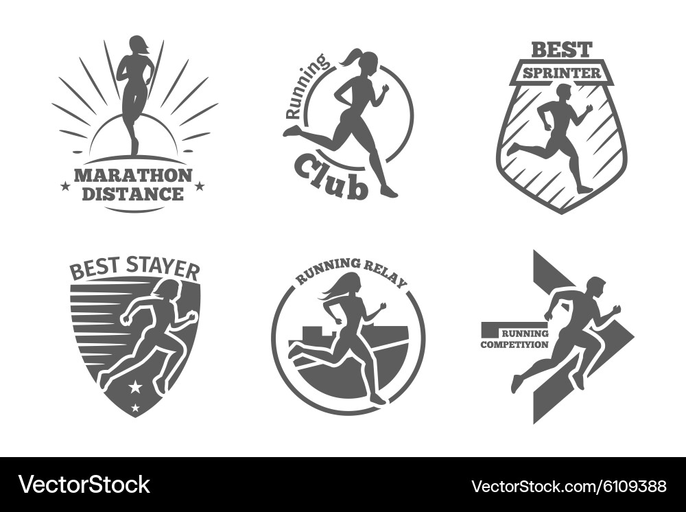 Retro Running Club Labels Vector Image