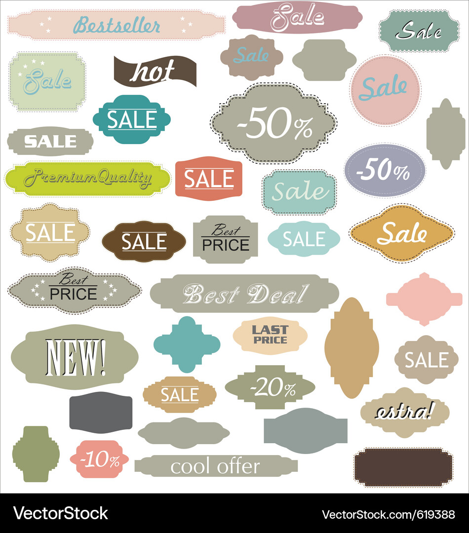 Retro Sale Labels Collection Vector Image