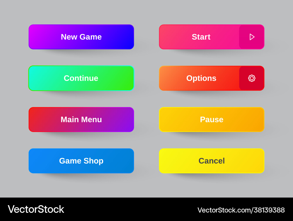 Set modern gradient app website page or game Set modern gradient app website page or game vector image