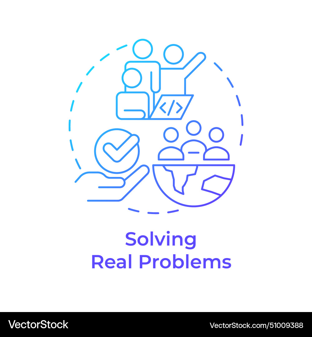 Solving real problems blue gradient concept icon Vector Image