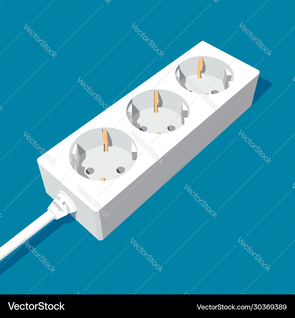 3d abstract extension power socket with three vector image