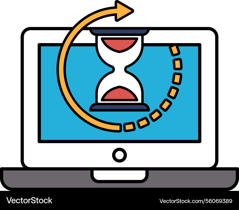 A computer screen with clock on it that is set A computer screen with clock on it that is set vector image