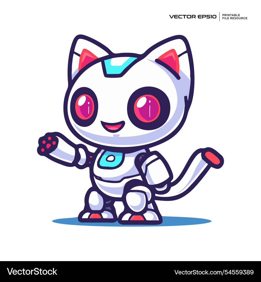 Cute robot cat futuristic character mascot logo Cute robot cat futuristic character mascot logo Vector Image
