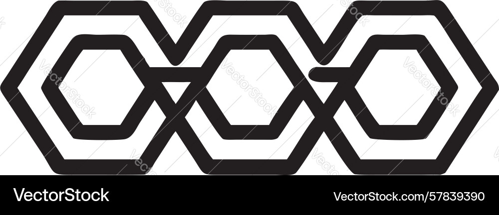 Bold hexagon interlocking chain border abstract vector image