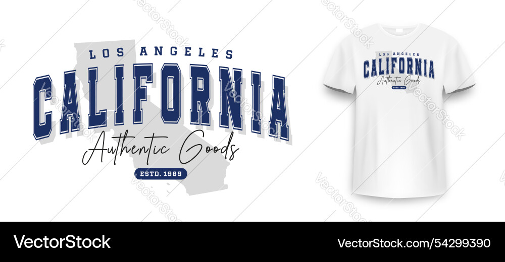 Los angeles california t-shirt mockup design Los angeles california t-shirt mockup design Vector Image