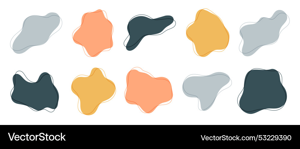 Pack of dynamic blob shape pebble design vector image