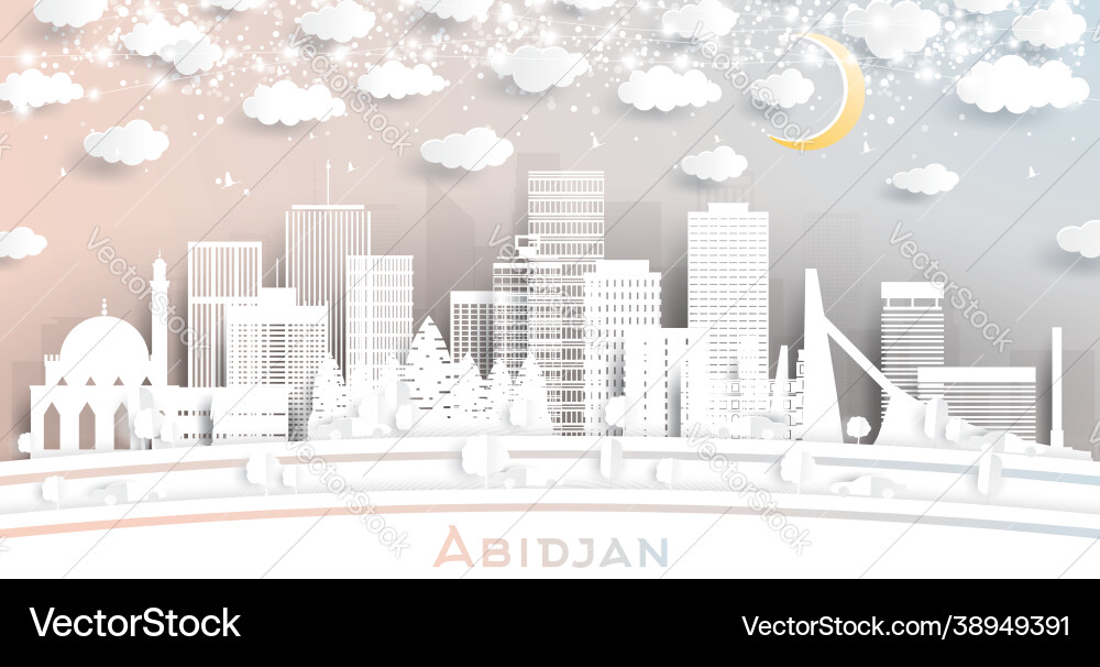 Abidjan ivory coast city skyline in paper cut Abidjan ivory coast city skyline in paper cut vector image