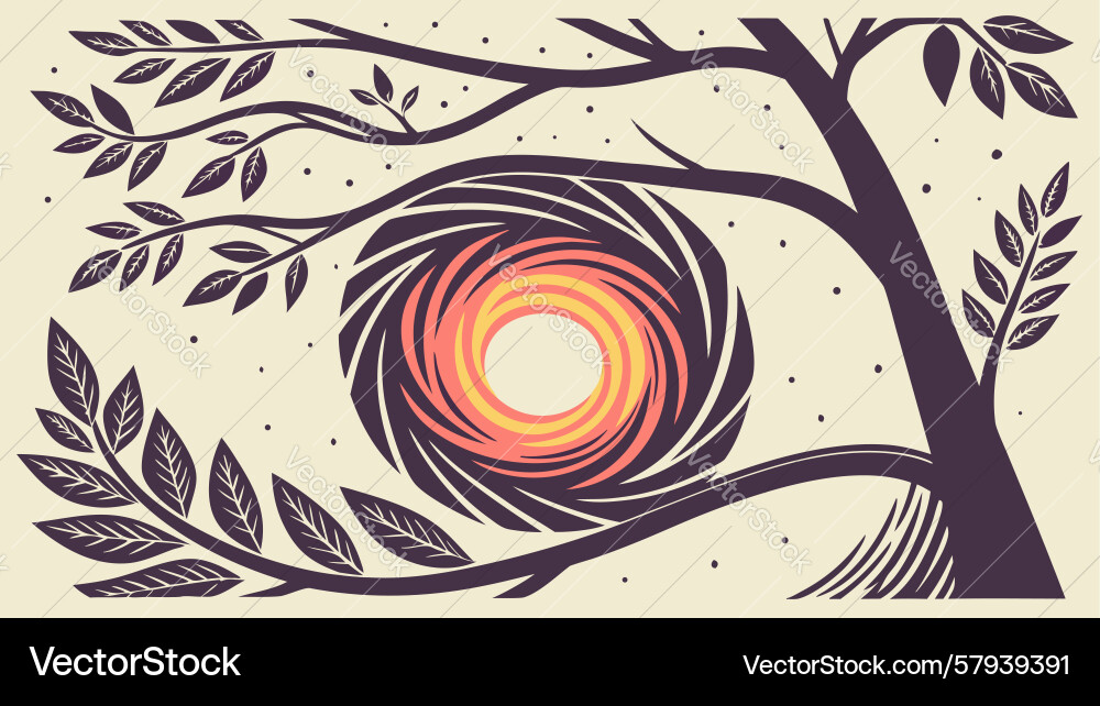 Abstract Tree Nest Swirls Vector Image