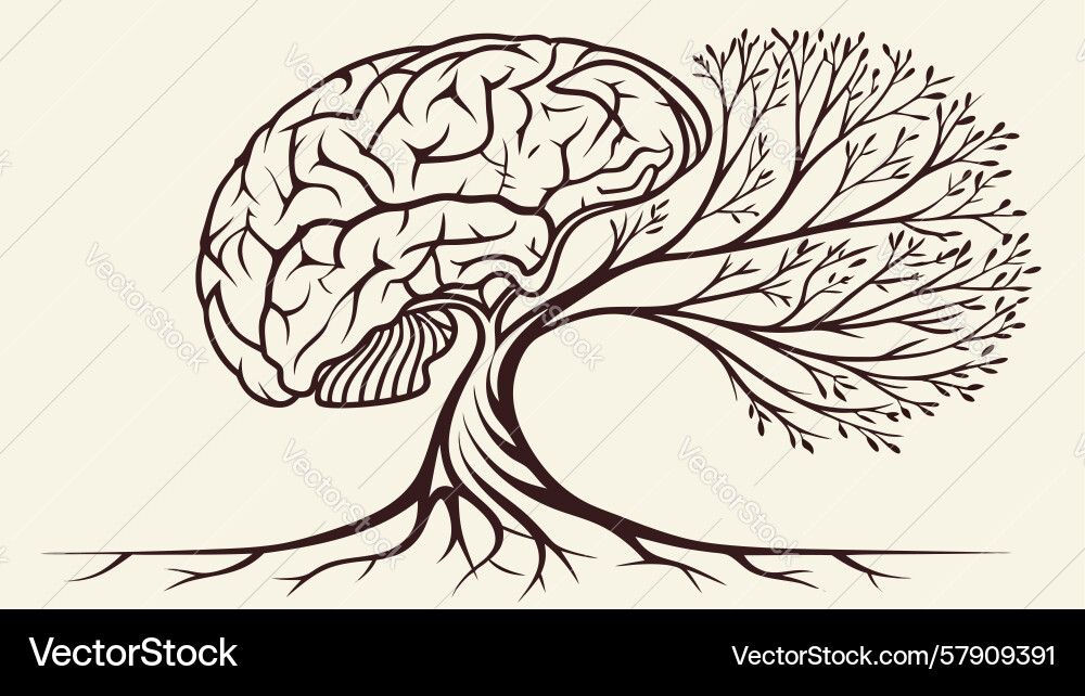 Brain tree of knowledge design generative ai Vector Image