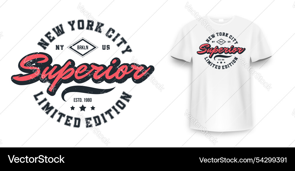 Brooklyn T-Shirt Mockup - College Style Vector Image