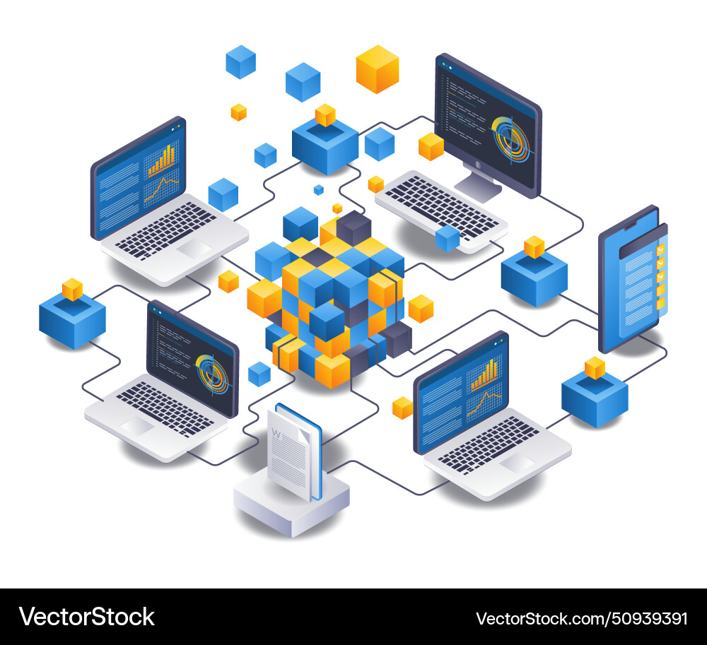 Business technology blockchain analyst vector image