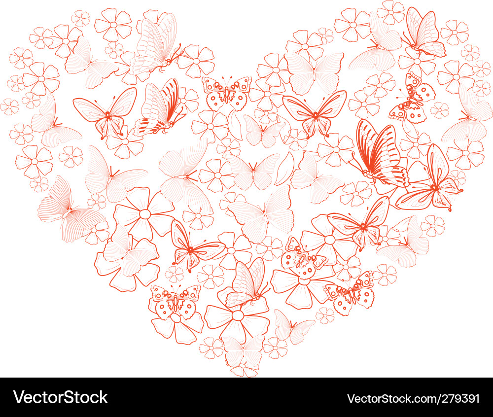 Butterfly Valentine Pattern Vector Image