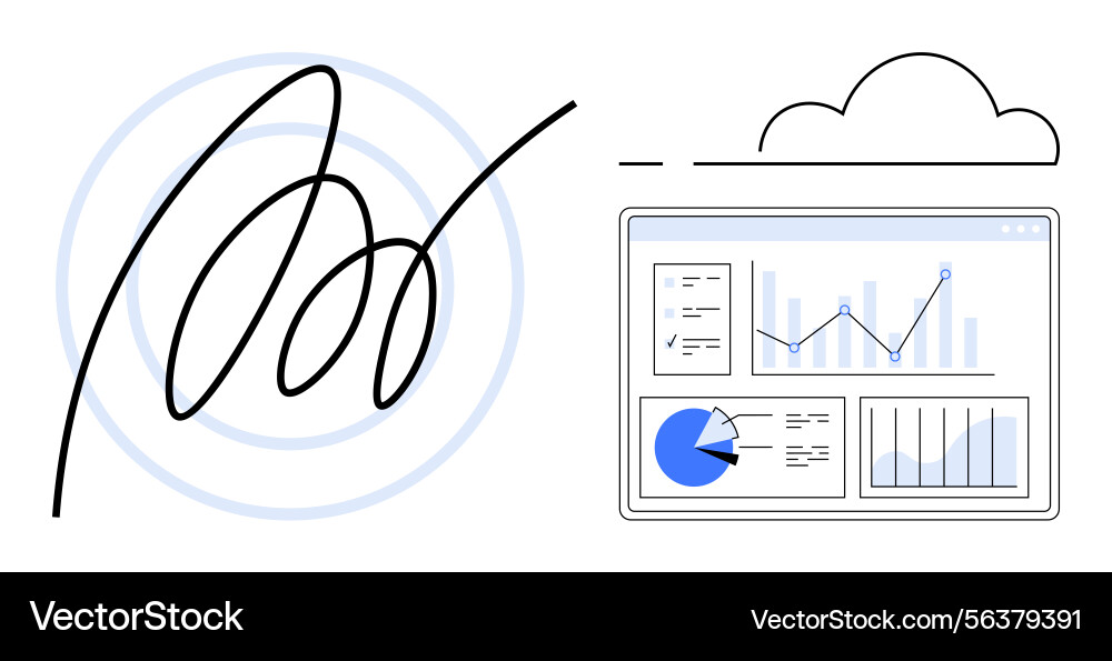 Digital signature and cloud-hosted data dashboard Digital signature and cloud-hosted data dashboard vector image