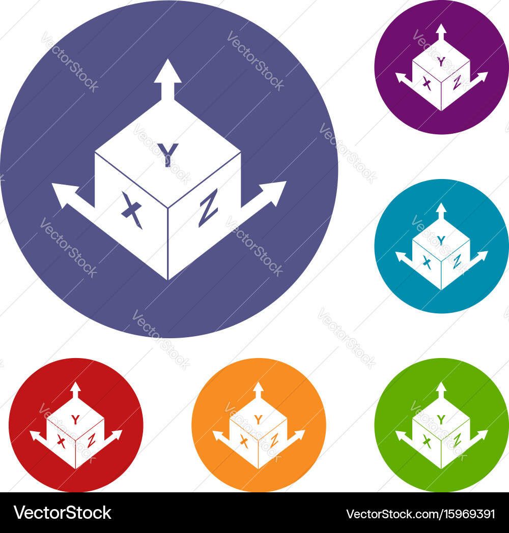 Measurement cube square icons set Vector Image