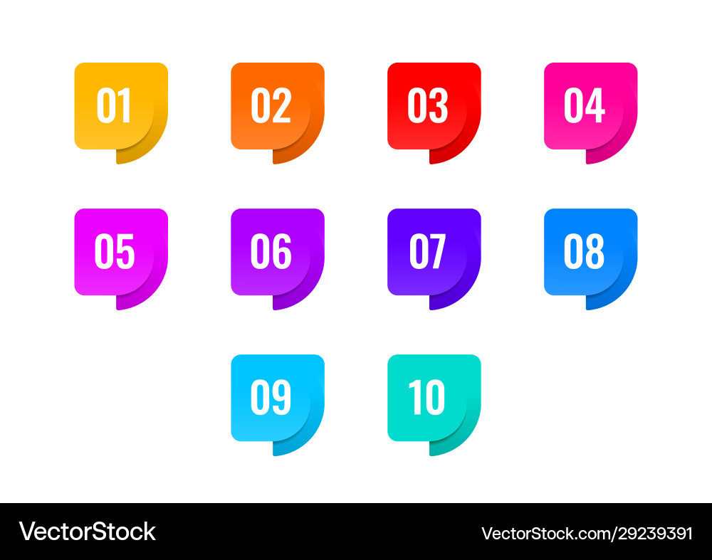 Numbers Bullet Points - Set vector image