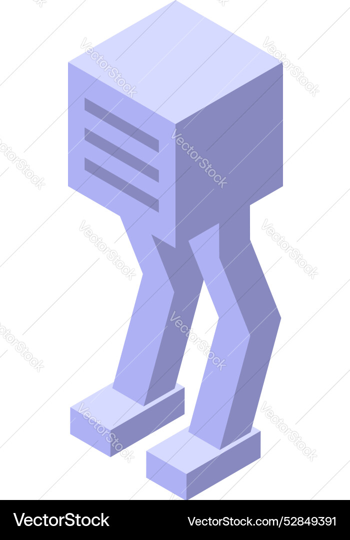 Robot walking with two legs in isometric style Robot walking with two legs in isometric style vector image