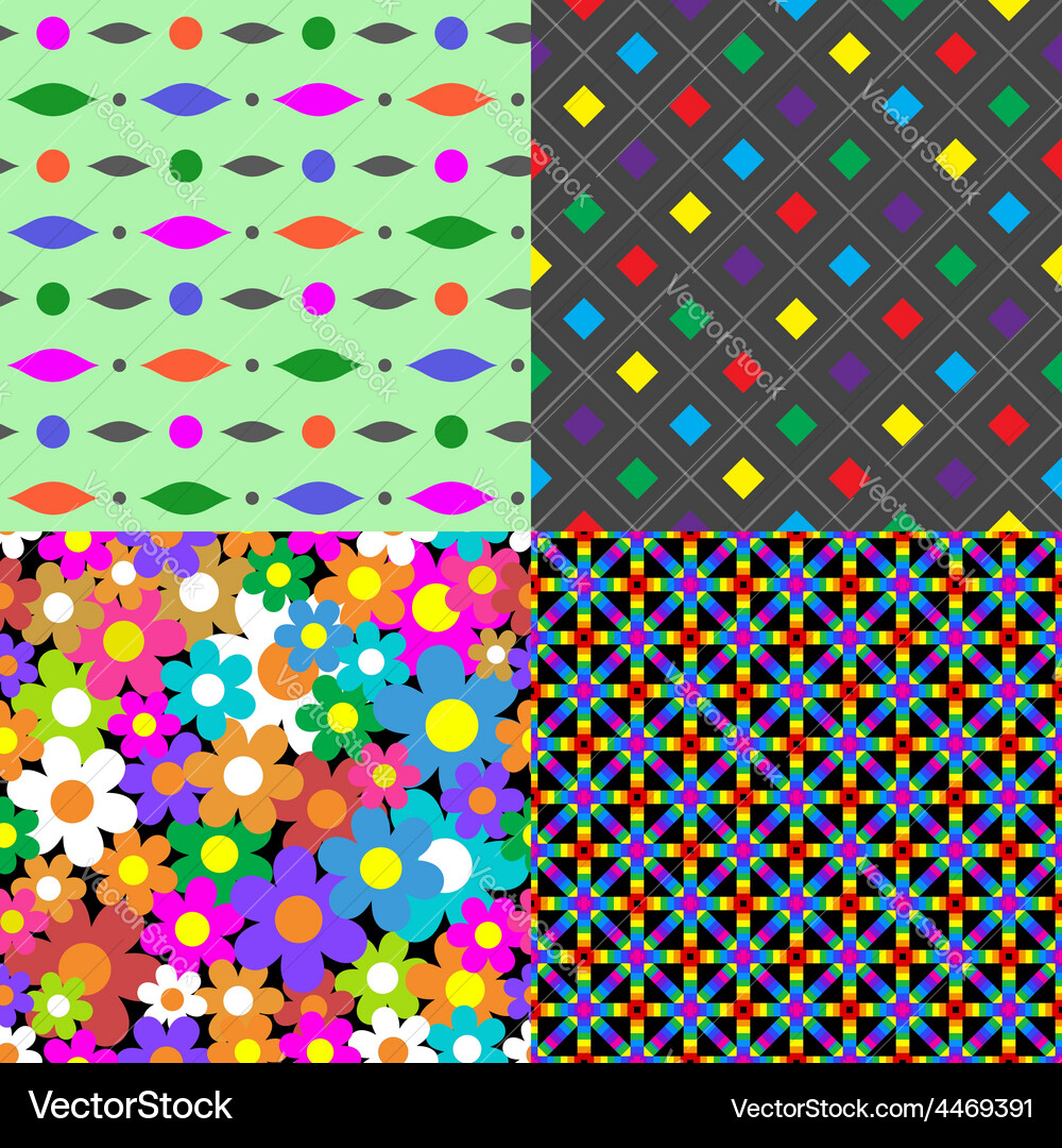 Seamless patterns set 8 abstract colorful Vector Image