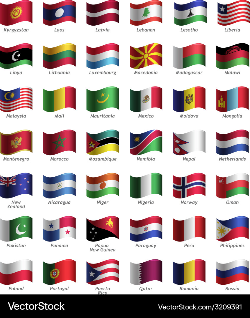 Set of buttons with flags Vector Image