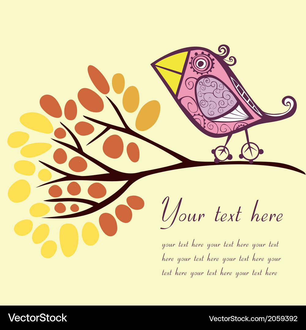 Bird on an autumn branch with place for your text Vector Image
