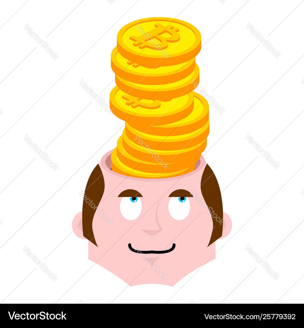 Bitcoin in head crypto currency fever open – Royalty-Free Vector |  VectorStock