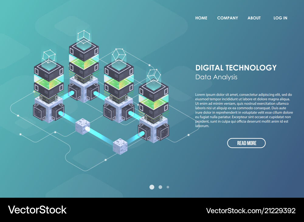 Concept of big data processing isometric Concept of big data processing isometric vector image