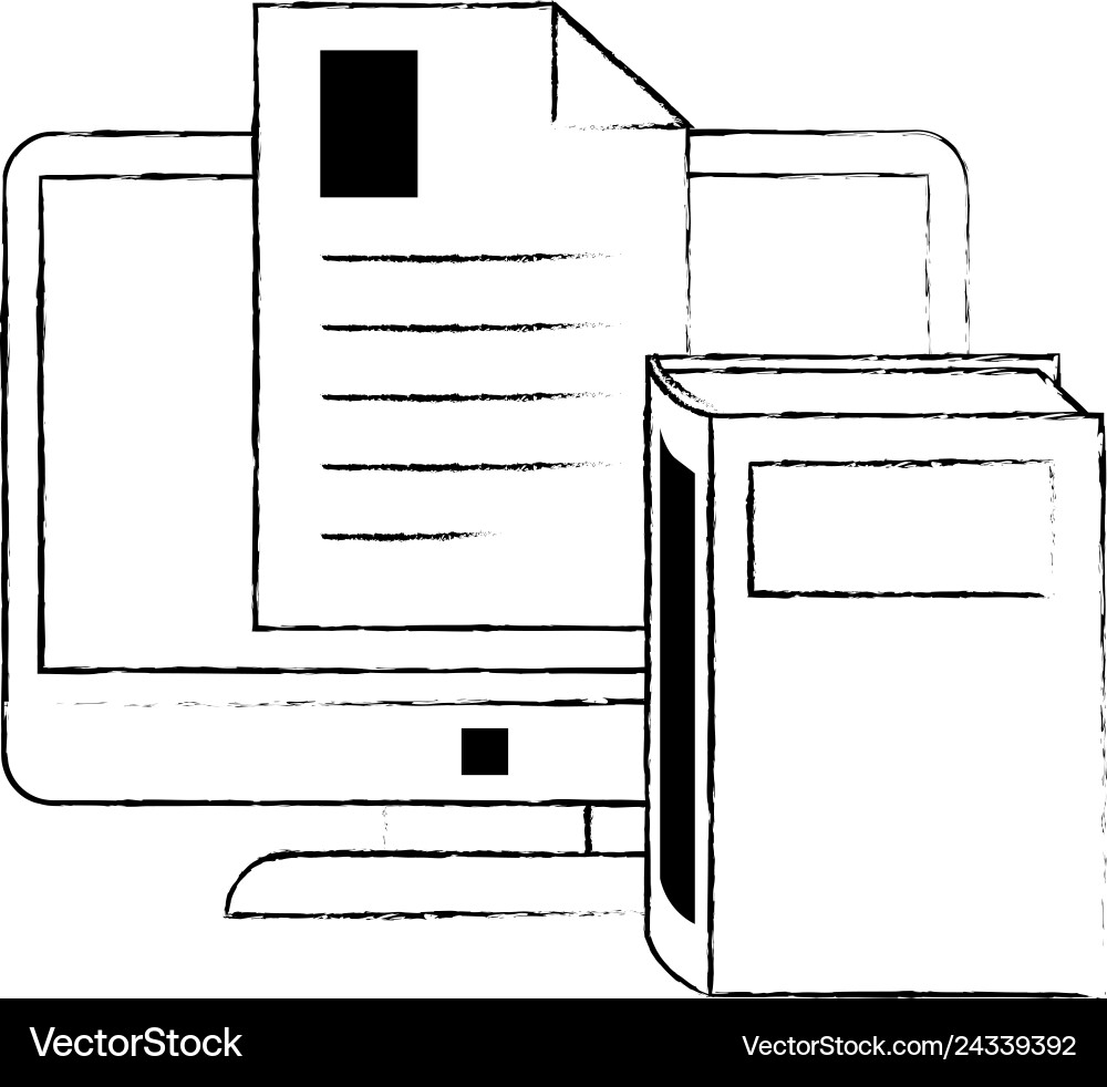 Electronic book with computer and document Electronic book with computer and document vector image
