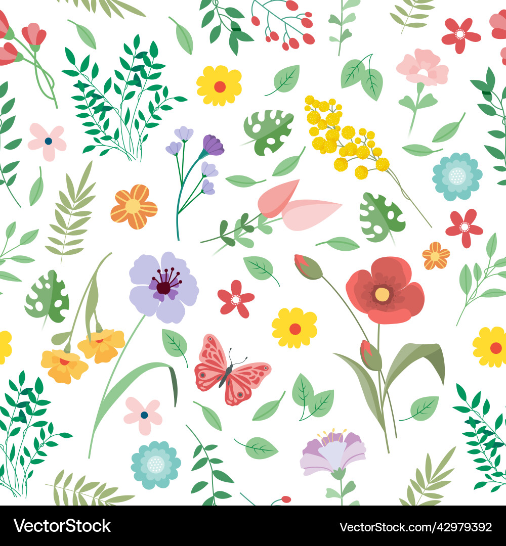 Floral Seamless Pattern - Spring & Summer vector image