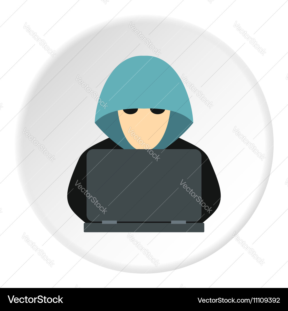 Hacker hinter Computer-Icon flachen Stil vektorbild