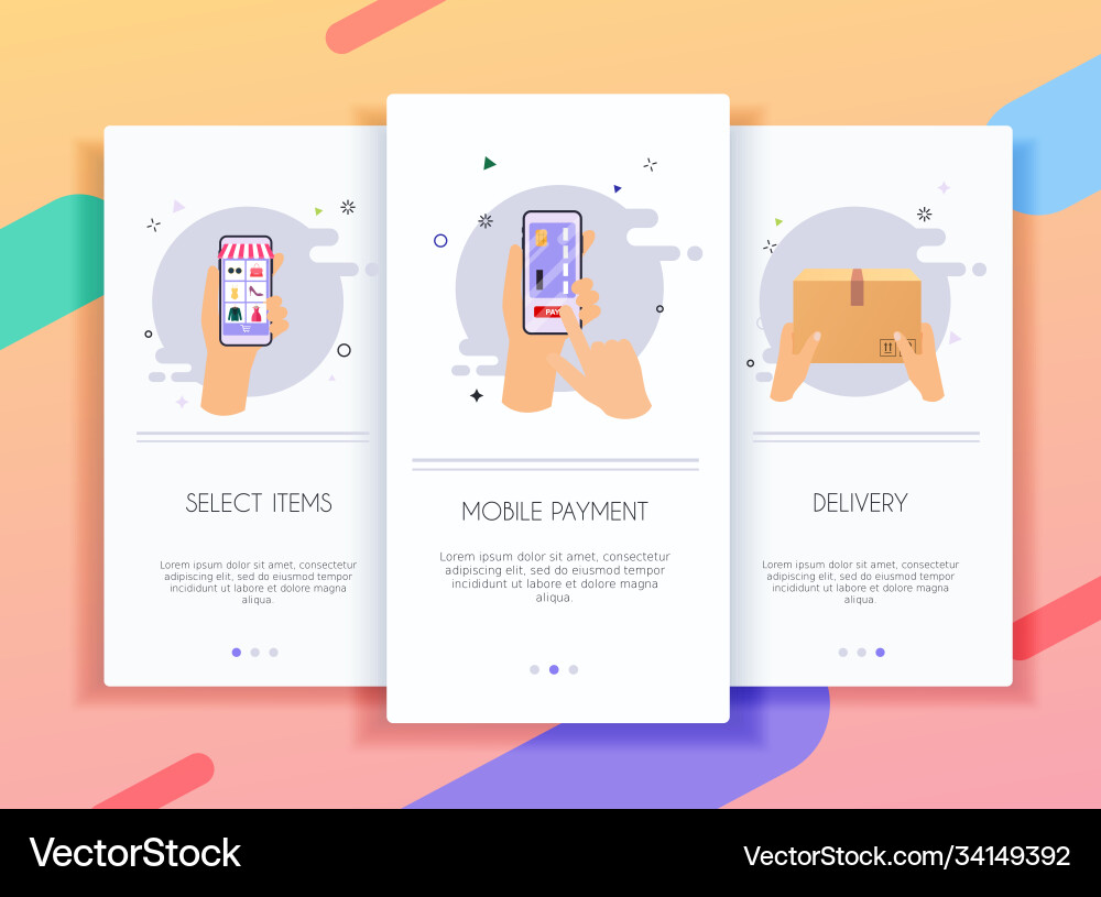 Onboarding screens user interface kit for mobile Onboarding screens user interface kit for mobile vector image