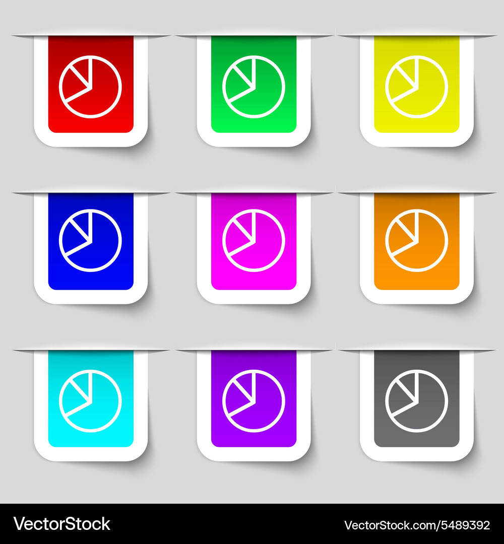 Pie chart graph icon sign set of multicolored Vector Image