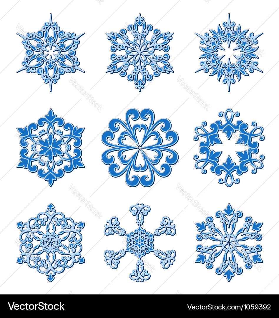Snowflake set vector image