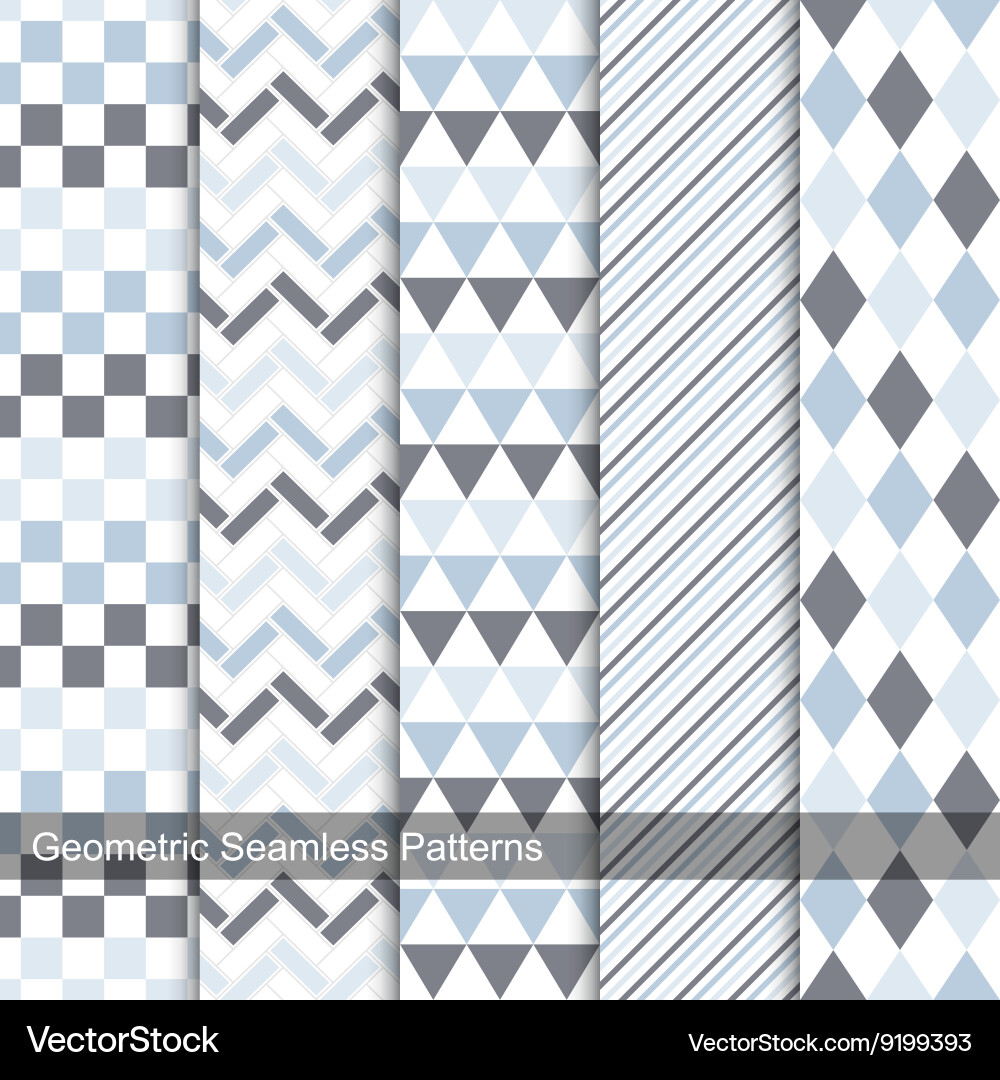 Collection of geometric seamless patterns vector image