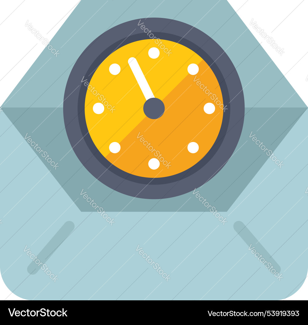 Opened email envelope containing a clock showing vector image