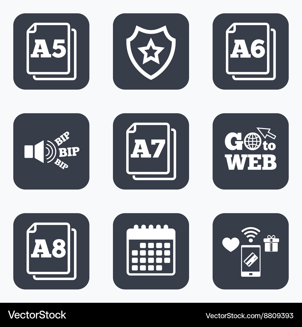 Paper size standard icons document symbol Vector Image