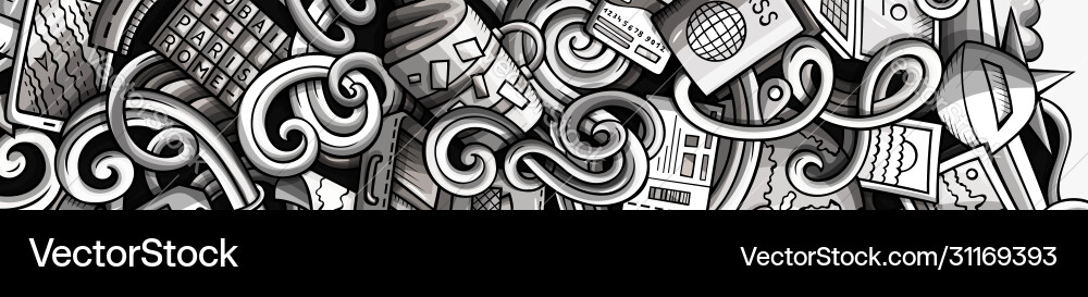 Reisehand gezeichnet Doodle Banner Cartoon detail Reisehand gezeichnet Doodle Banner Cartoon detail vektorbild