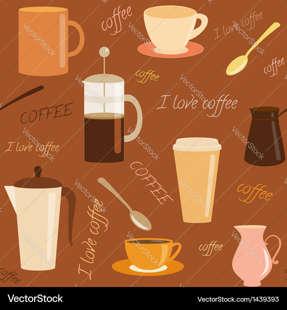 Seamless pattern with coffee related elements Vector Image
