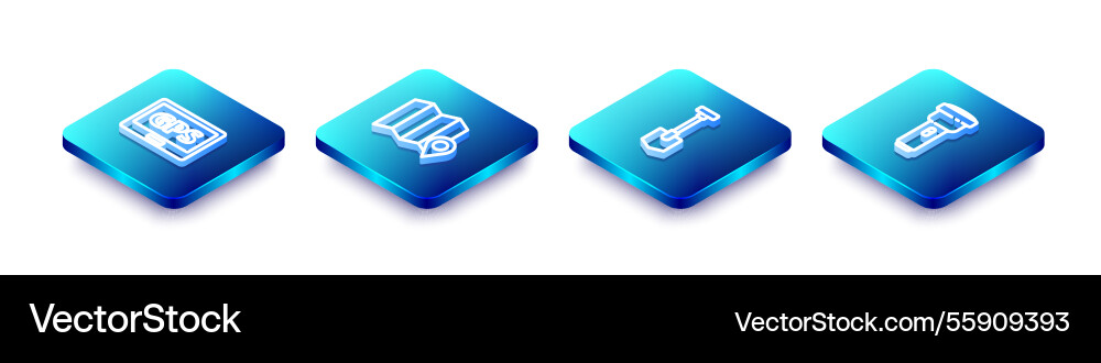 Set isometric line gps device with map location Set isometric line gps device with map location vector image