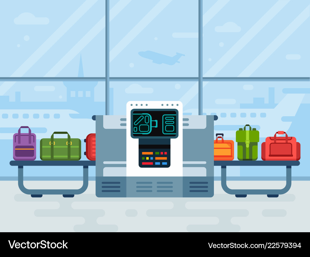 Airport luggage scanner police secure belt Airport luggage scanner police secure belt vector image