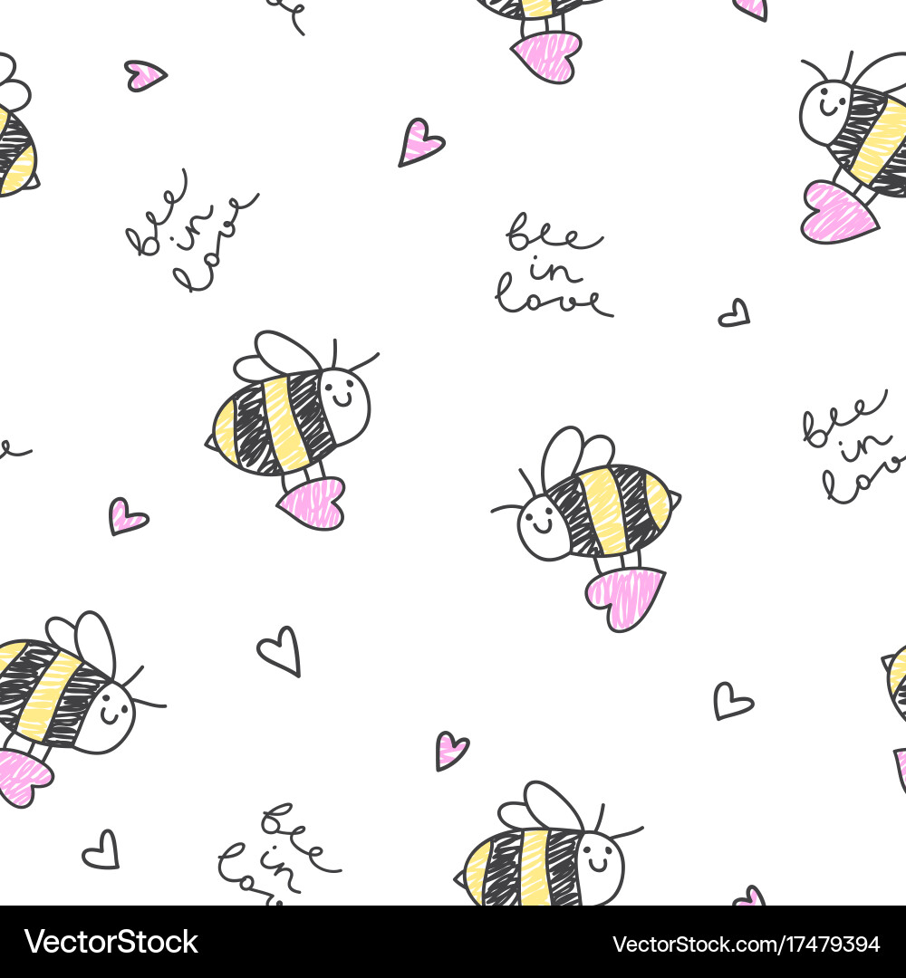 Bee Heart Pattern vector image