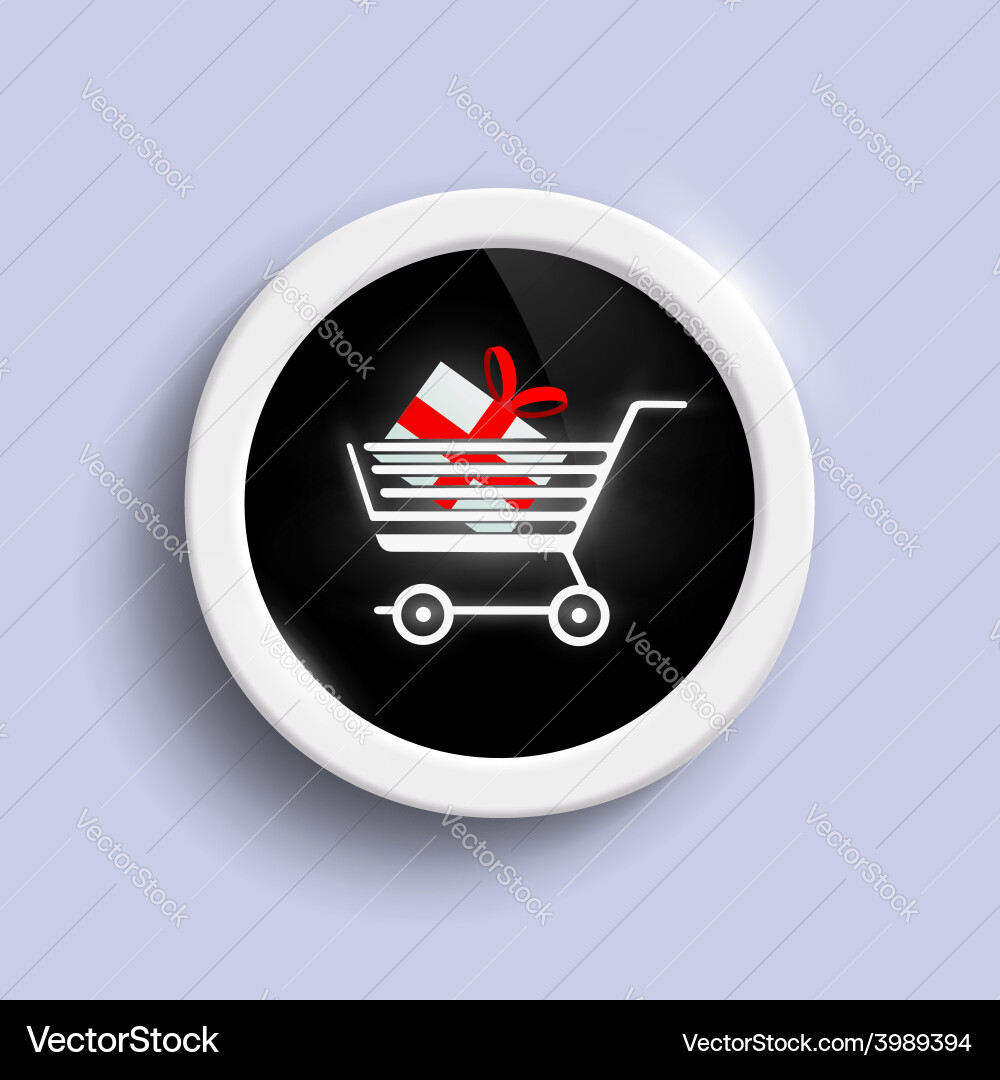 Button with a shopping cart vector image
