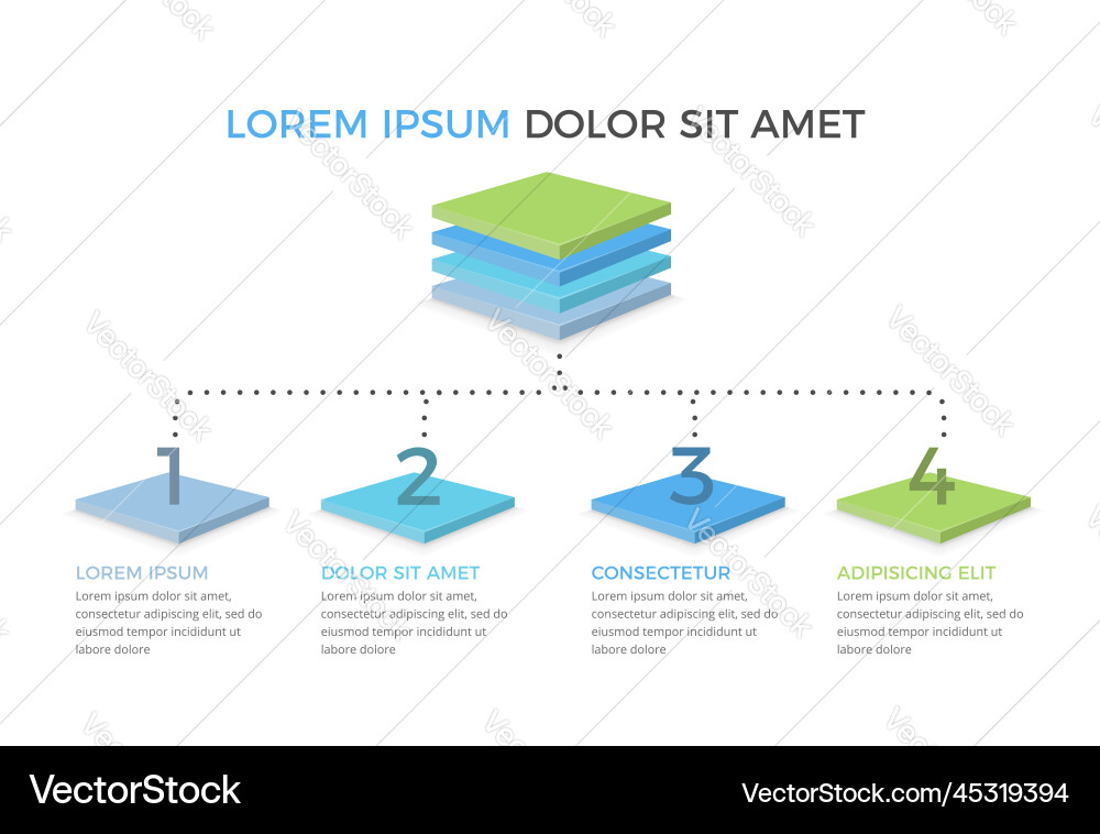 Flowchart with 4 elements vector image