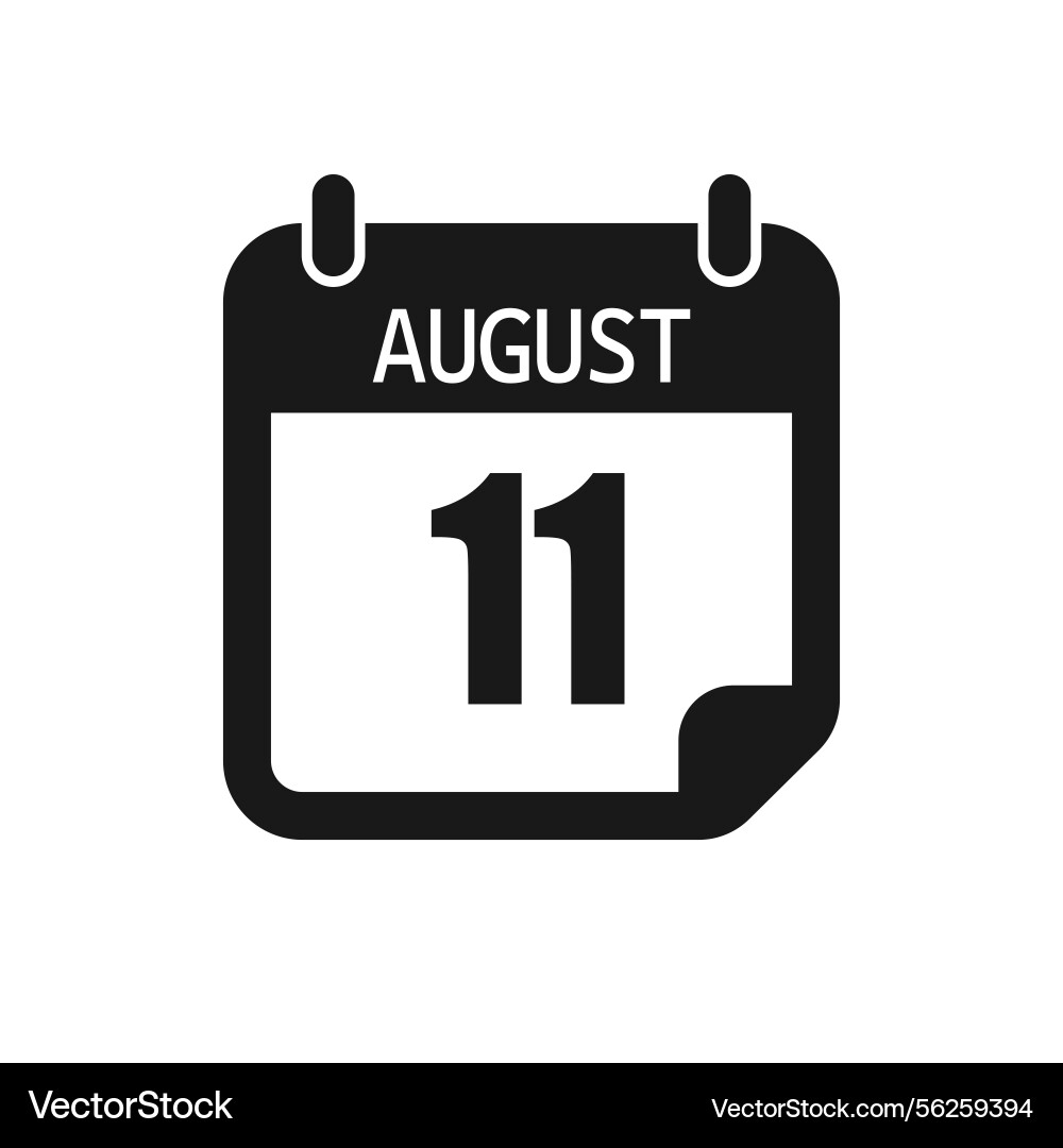 Icon Seite Tag Kalender - 11 August Monat Icon Seite Tag Kalender - 11 August Monat vektorbild