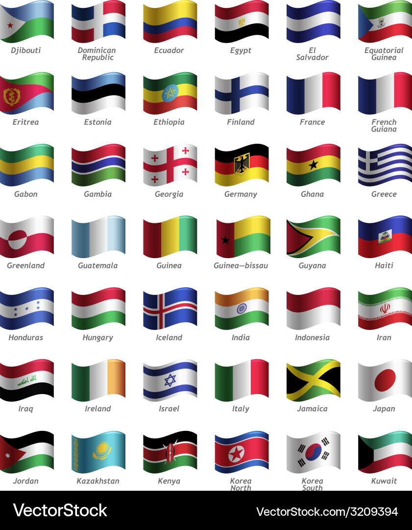 Set of buttons with flags vector image