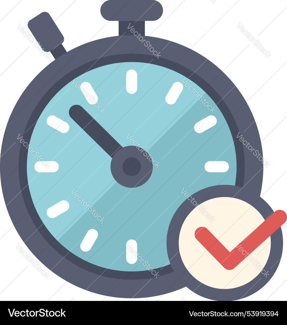 Stopwatch showing time passing with check mark Stopwatch showing time passing with check mark vector image