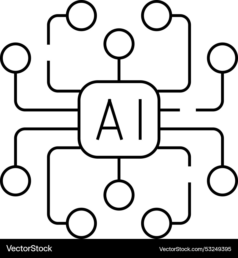 Artificial intelligence ai scheme line icon Vector Image