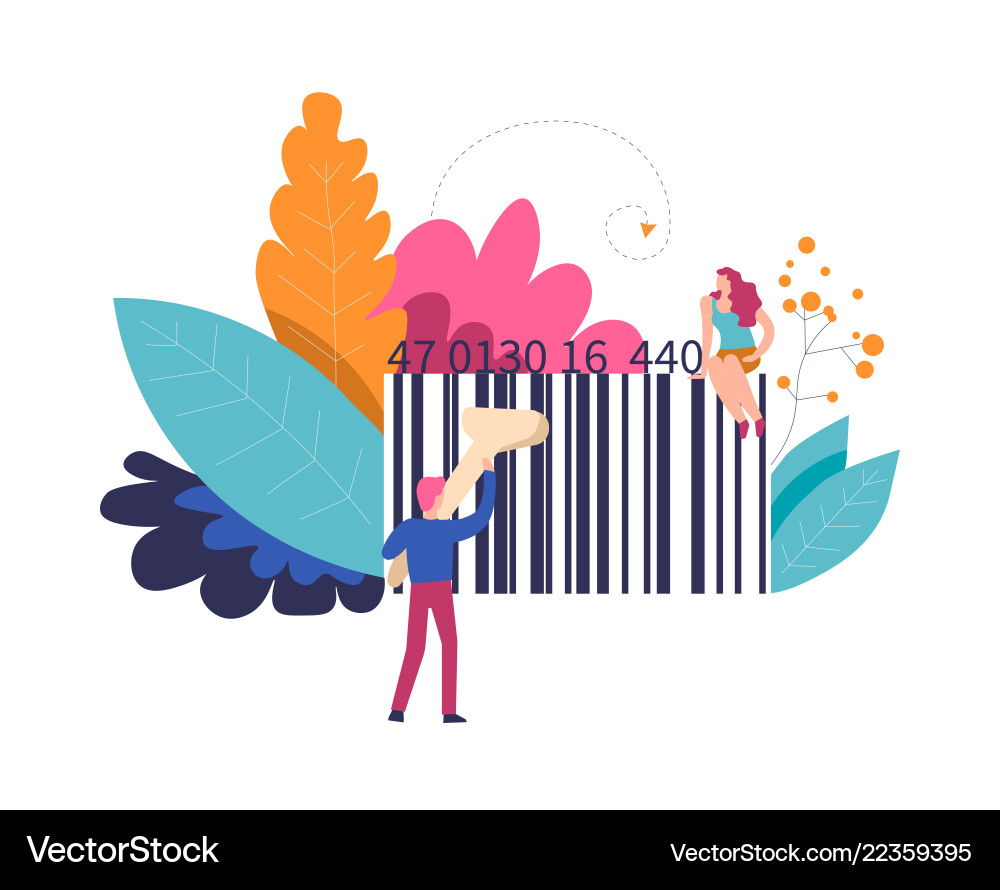 Bar code of product and person with scanner Bar code of product and person with scanner vector image
