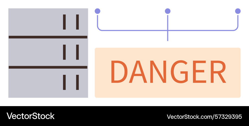 Data server with warning sign highlighting Data server with warning sign highlighting Vector Image