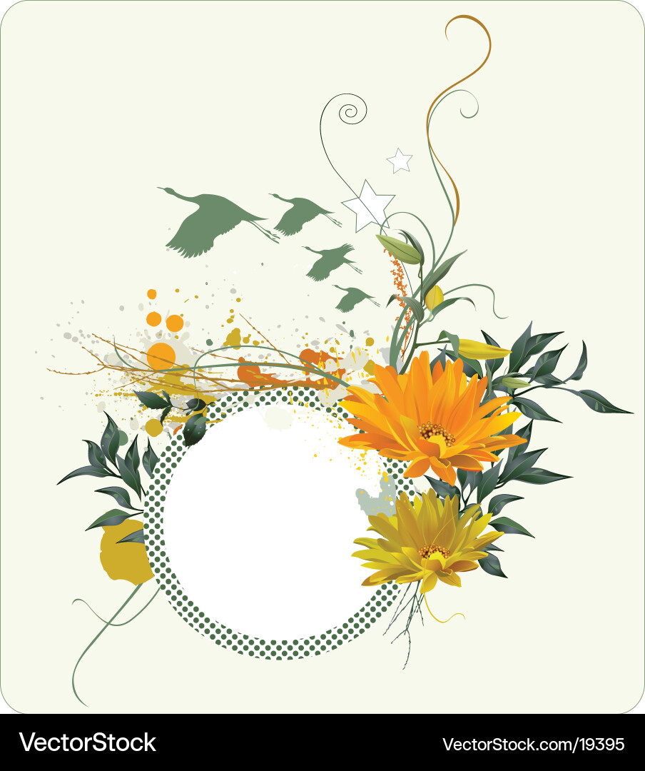 Floral Bird Branching Vector Image