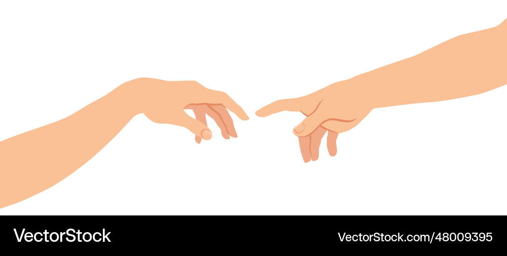 Hands reaching out for touch creation of adam Hands reaching out for touch creation of adam Vector Image